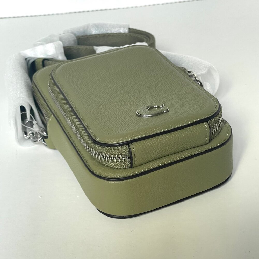 Coach Phone Crossbody Bag CP272 Crossgrain Leather Moss Pockets Unisex ORGPKG - Picture 6 of 12